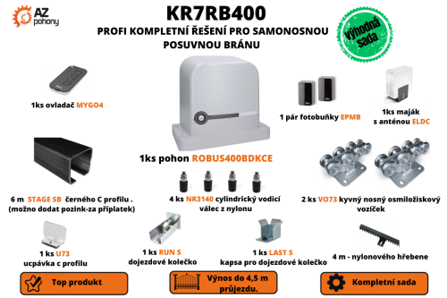 KR7RB400 - Profi kompletní řešení pro samonosnou posuvnou bránu